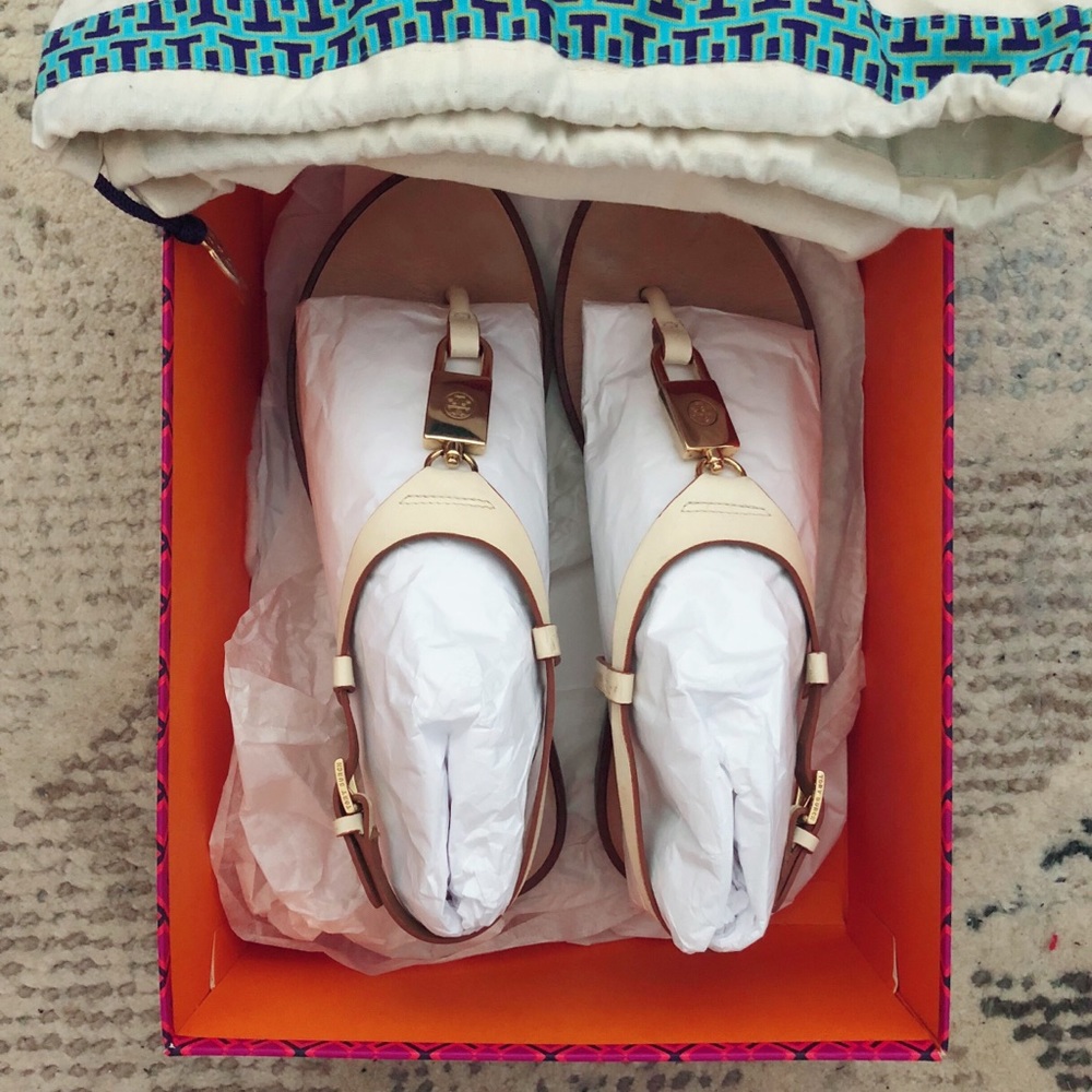 Tory Burch Padlock Leather Thong Sandal